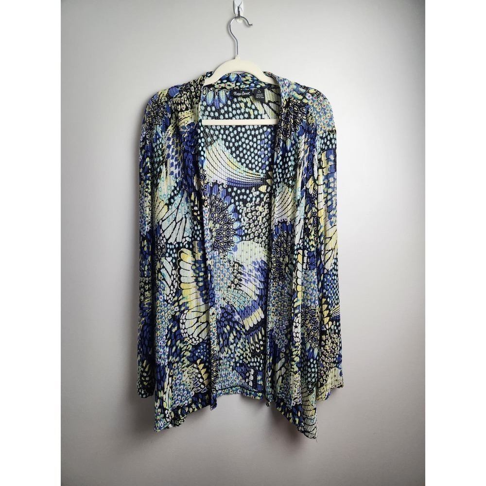 Maggie Barnes open cardigan artsy lagenlook sz 2X stretchy long sleeve colorful